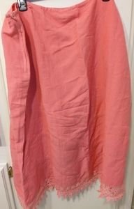 Darling long pencil skirt with embroidered lace hem